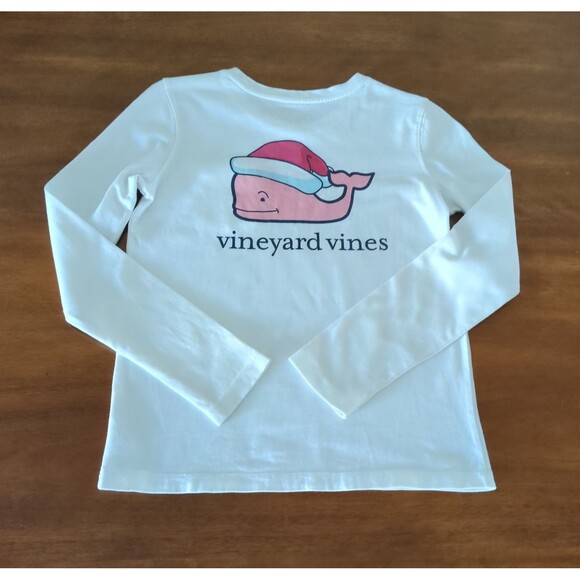 Vineyard Vines Santa Hat Long Sleeve 100% Cotton Tee Boys Size Medium GUC - Picture 1 of 7
